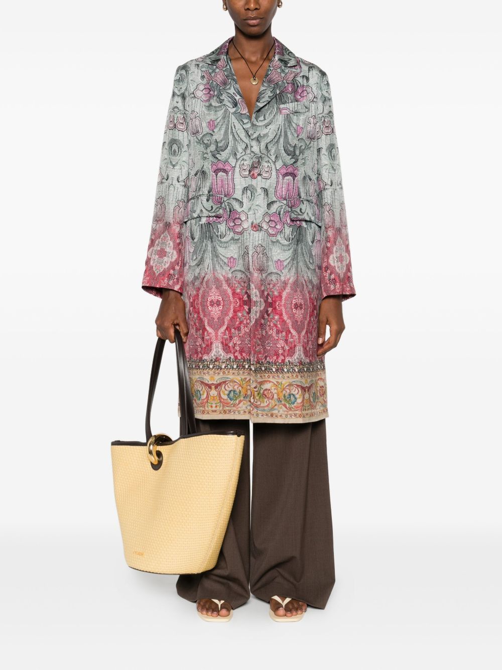 Pierre-Louis Mascia SILK PRINTED SINGLE-BREASTED COAT Size XS / US 0-2 / IT 36-38 - 4 Thumbnail