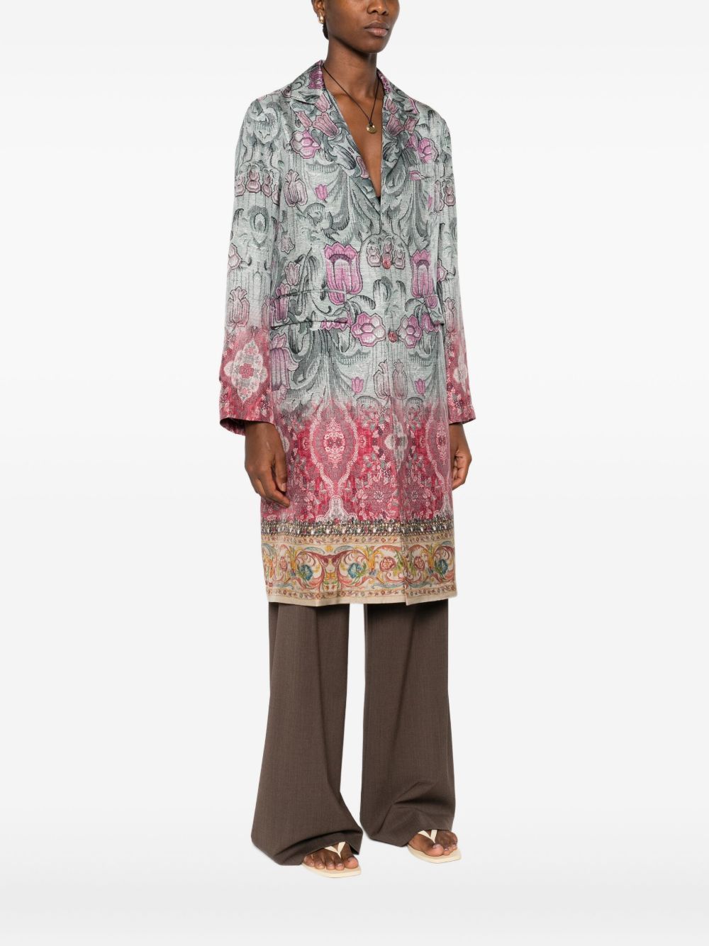 Pierre-Louis Mascia SILK PRINTED SINGLE-BREASTED COAT Size XS / US 0-2 / IT 36-38 - 3 Thumbnail
