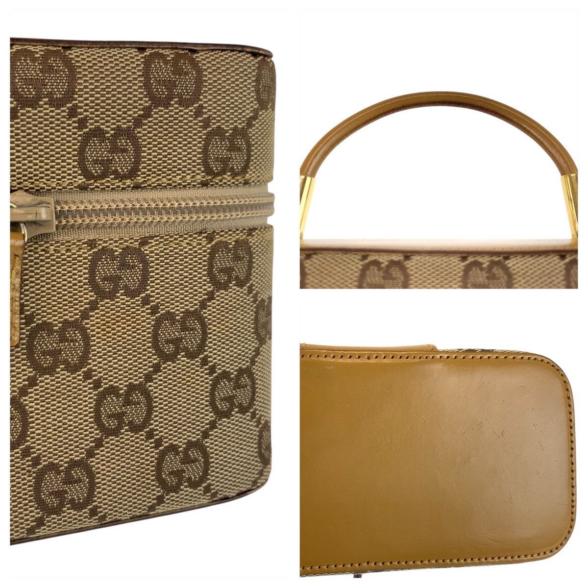 Gucci Gucci Gucci GG Canvas Leather Handbag Canvas Vanity Bag 039 1051 Size ONE SIZE - 5 Thumbnail