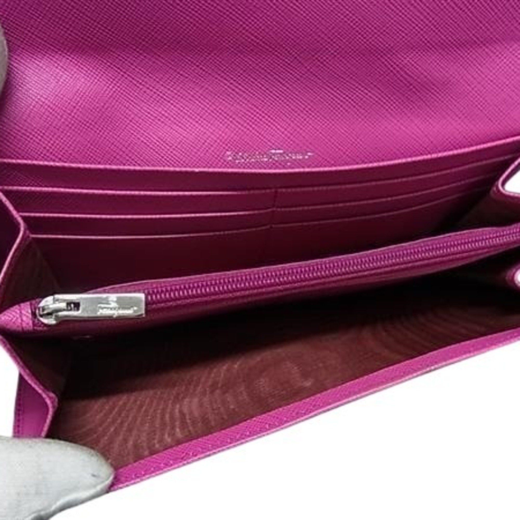 Salvatore Ferragamo Salvatore Ferragamo Double Gancini Wallet JP-22 7121 Pink Leather Women's Bifold Long Size ONE SIZE - 4 Thumbnail