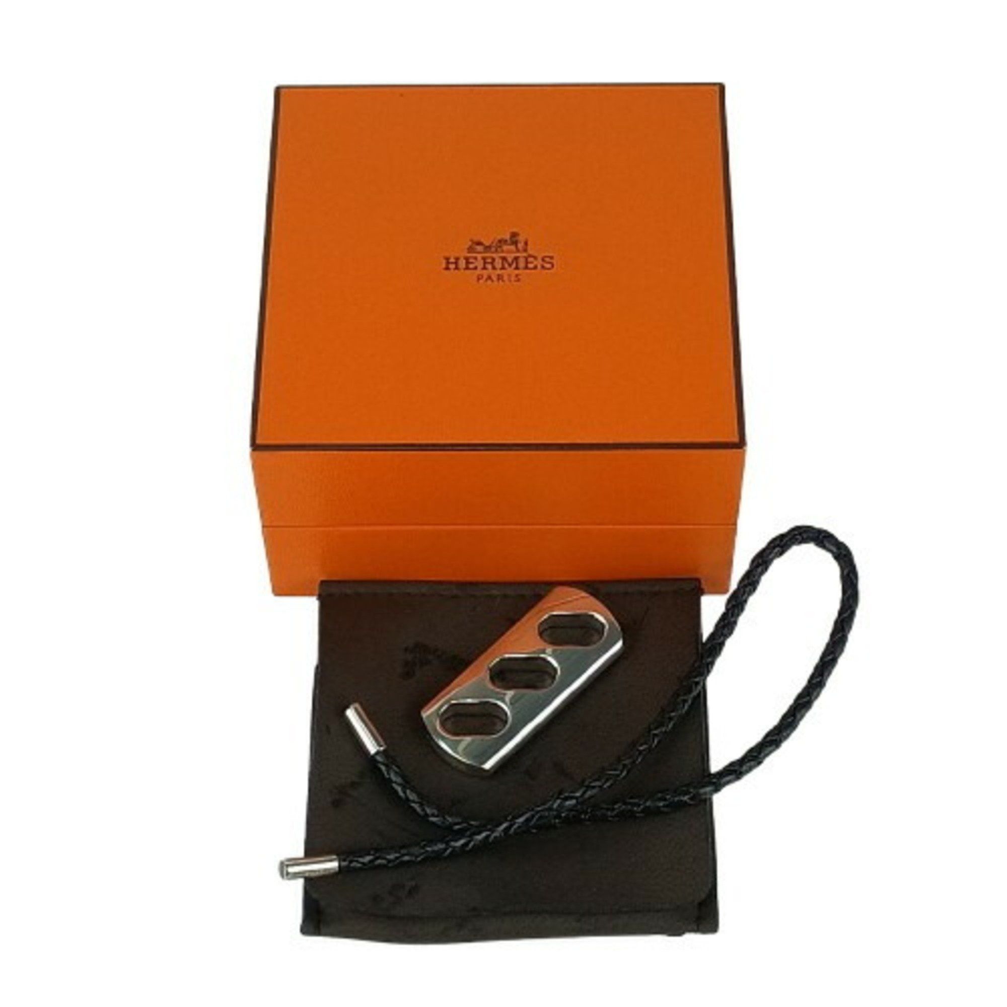 Hermes HERMES Keychain Charm - Black Silver Leather Ag925 for Men and Women Size ONE SIZE - 7 Thumbnail