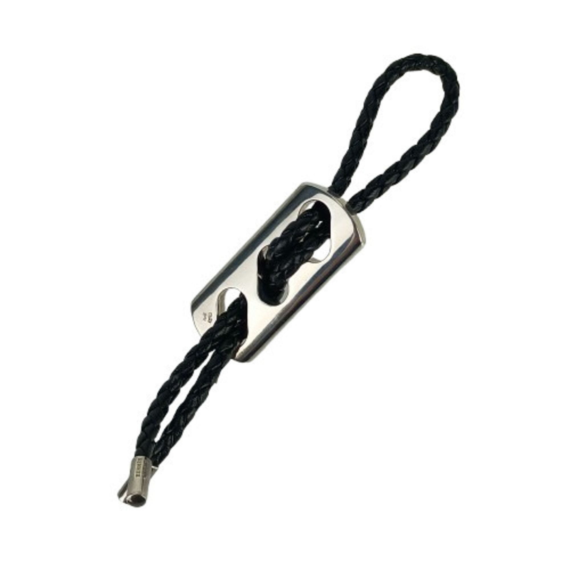 Hermes HERMES Keychain Charm - Black Silver Leather Ag925 for Men and Women Size ONE SIZE - 3 Thumbnail