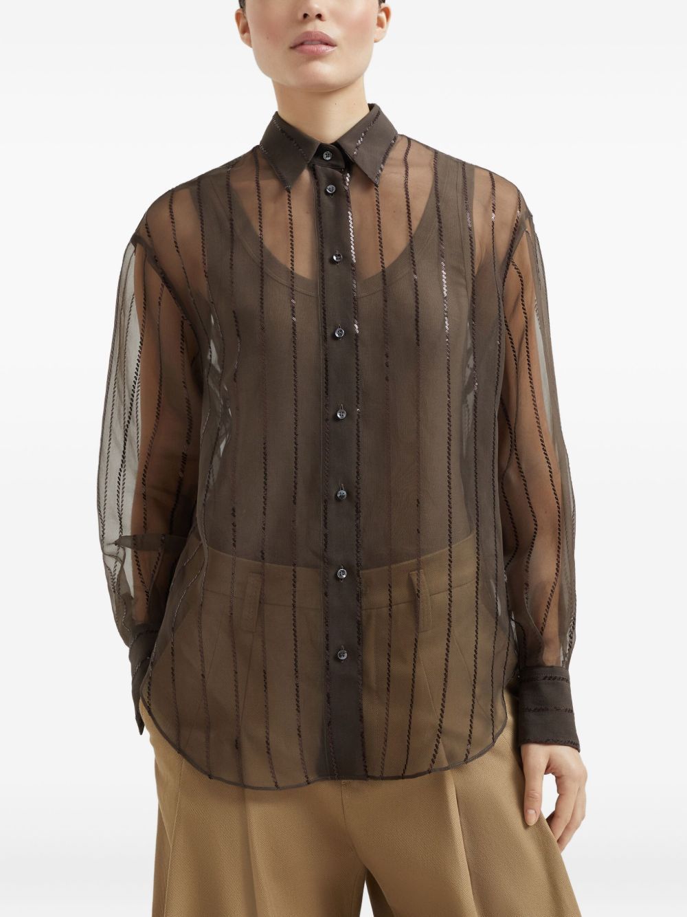Brunello Cucinelli SILK SHIRT Size S / US 4 / IT 40 - 4 Thumbnail