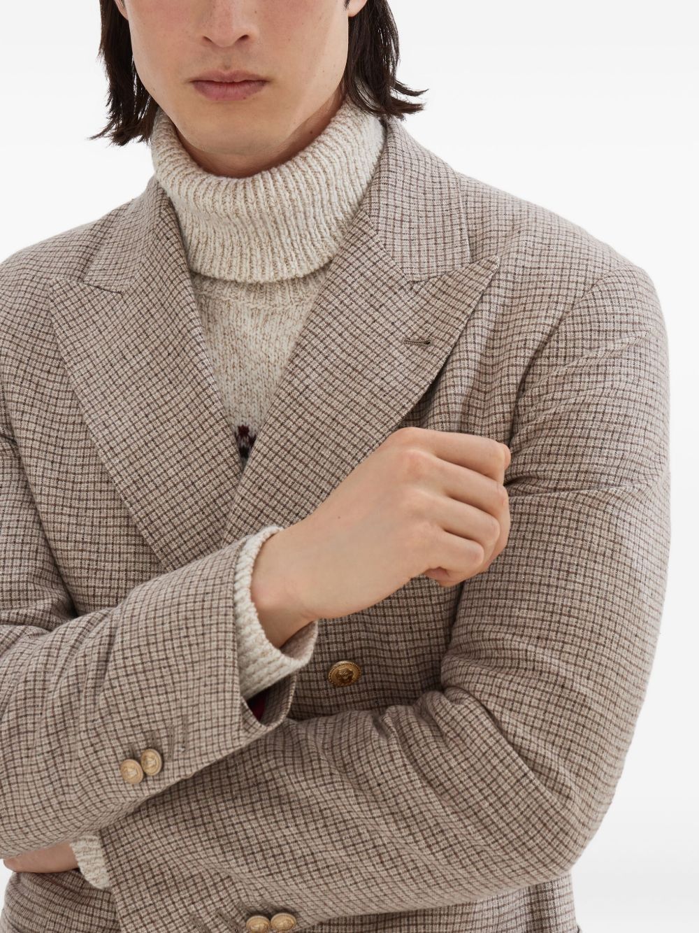 Brunello Cucinelli WOOL AND SILK DOUBLE-BREASTED JACKET Size US XXL / EU 58 / 5 - 6 Thumbnail