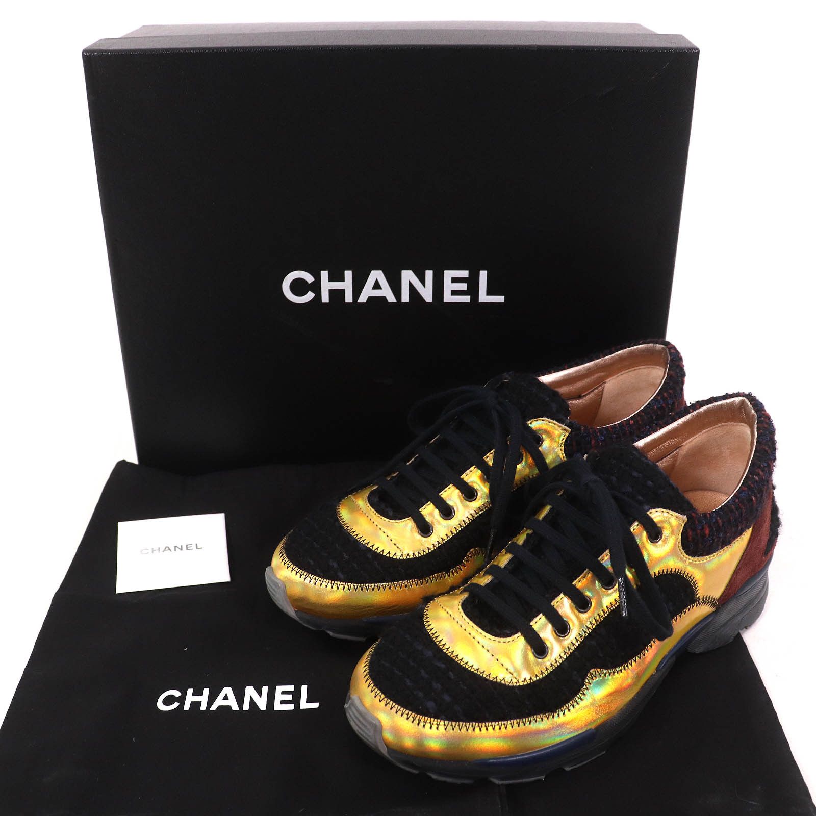Chanel Chanel Chanel COCO Mark Tweed Switch Suede leather Sneakers Suede Shoes G30422 DUTY FREE for USA Size ONE SIZE - 2 Thumbnail