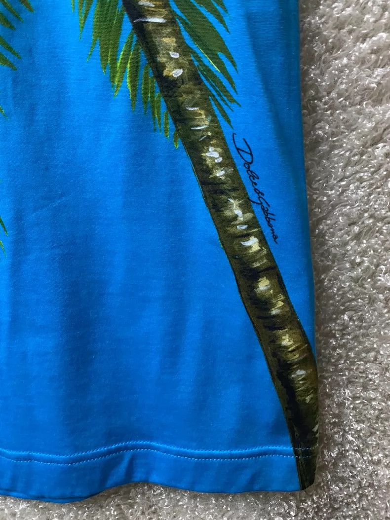 Dolce & Gabbana Dolce Gabbana Men's Blue Palm T-shirt Size US S / EU 44-46 / 1 - 2 Thumbnail