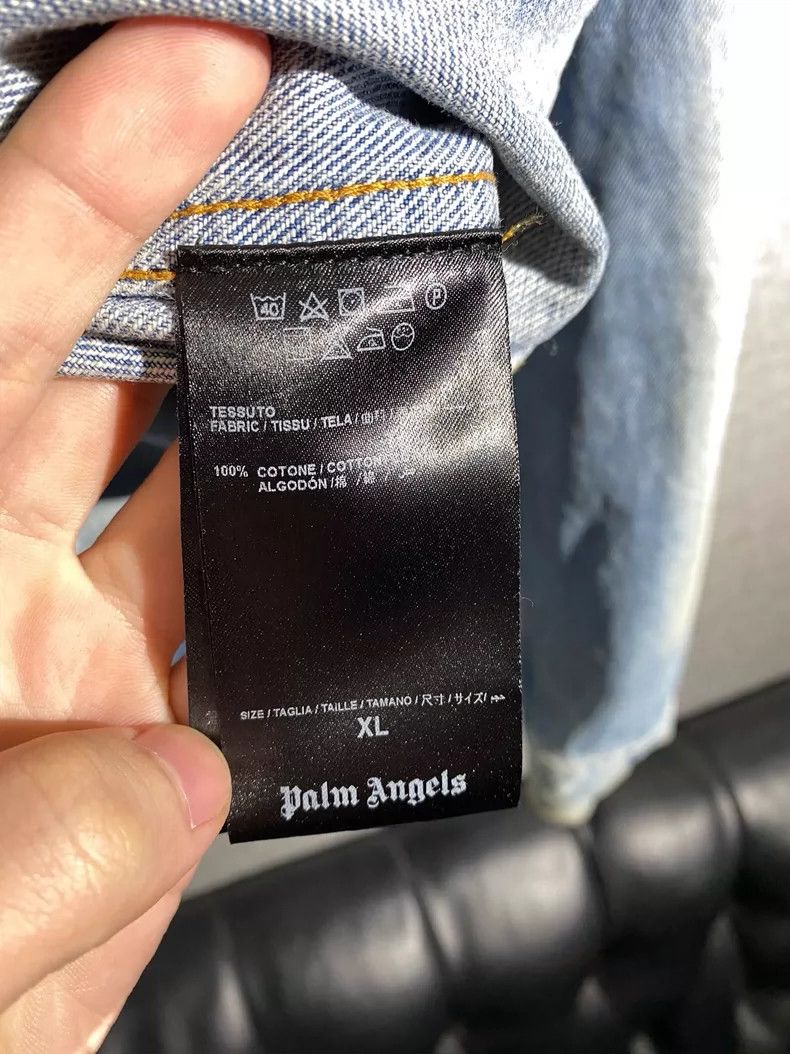 Palm Angels Palm Angels Distressed Denim Jacket with Lion Art Size US XL / EU 56 / 4 - 8 Thumbnail