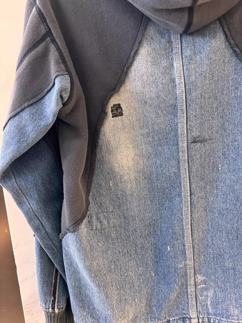 Vintage Men's Denim Patchwork Hooded Jacket Size US L / EU 52-54 / 3 - 6 Thumbnail