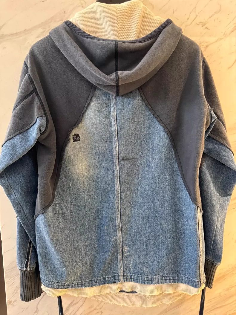 Vintage Men's Denim Patchwork Hooded Jacket Size US L / EU 52-54 / 3 - 5 Thumbnail