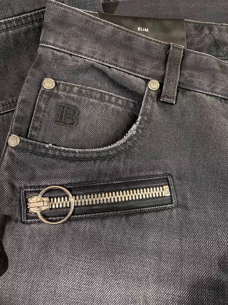 Balmain Balmain Gray Moto-Style Denim Jeans Size US 30 / EU 46 - 5 Thumbnail