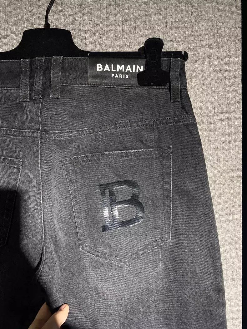 Balmain Balmain Gray Moto-Style Denim Jeans Size US 30 / EU 46 - 4 Thumbnail