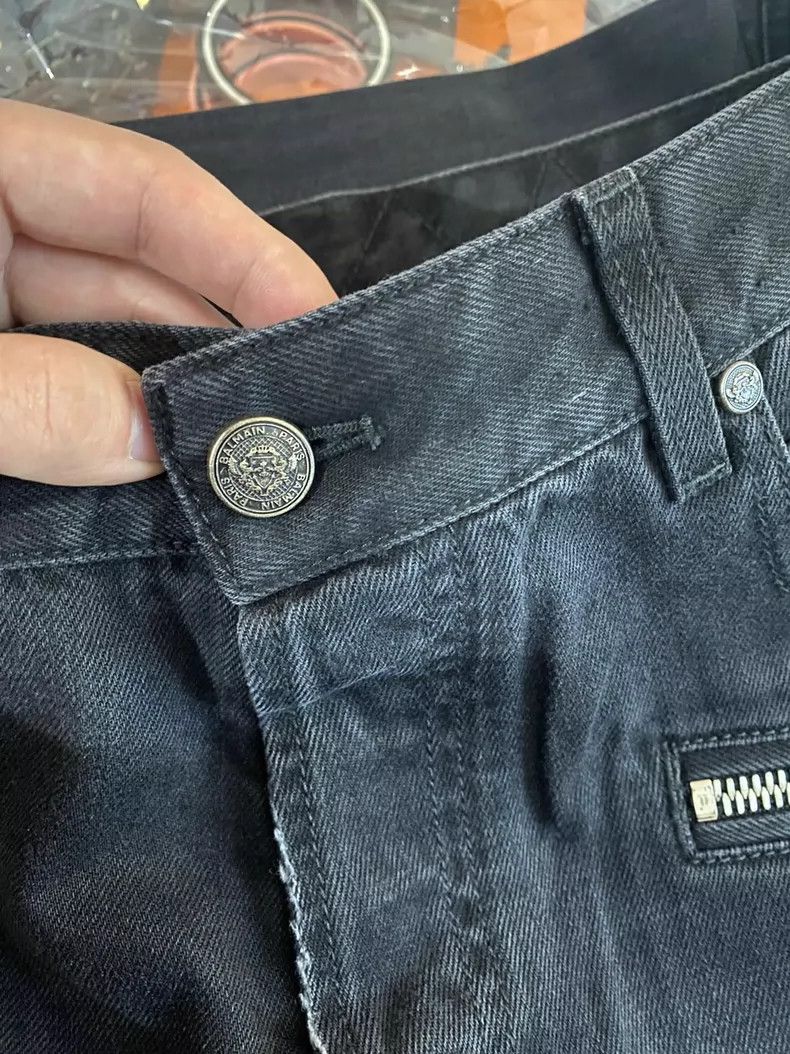 Balmain Balmain Gray Moto-Style Denim Jeans Size US 30 / EU 46 - 6 Thumbnail