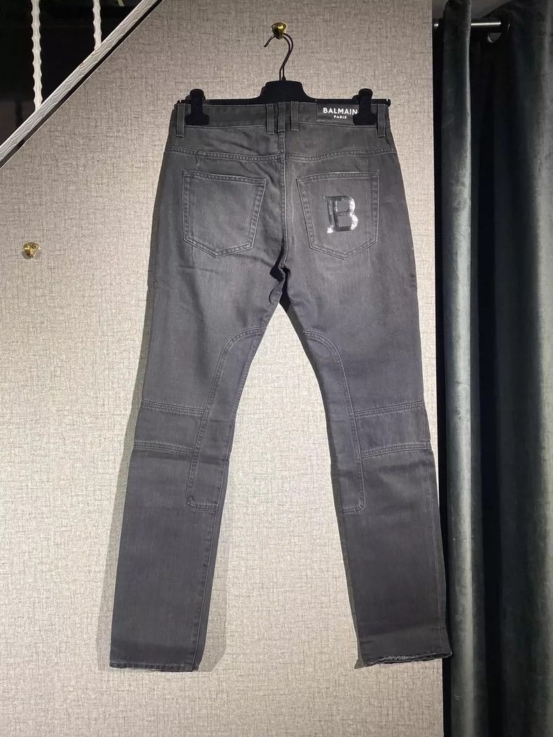 Balmain Balmain Gray Moto-Style Denim Jeans Size US 30 / EU 46 - 2 Thumbnail