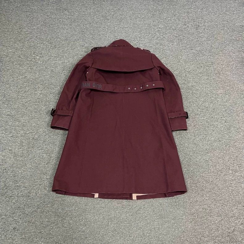 Dior Dior Burgundy Printed Lining Trench Coat Size US M / EU 48-50 / 2 - 2 Thumbnail