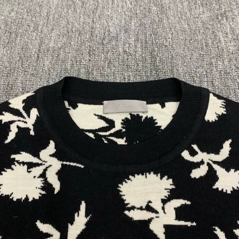 Dior Dior Black Camellia Wool Knit Sweater Size US XS / EU 42 / 0 - 4 Thumbnail