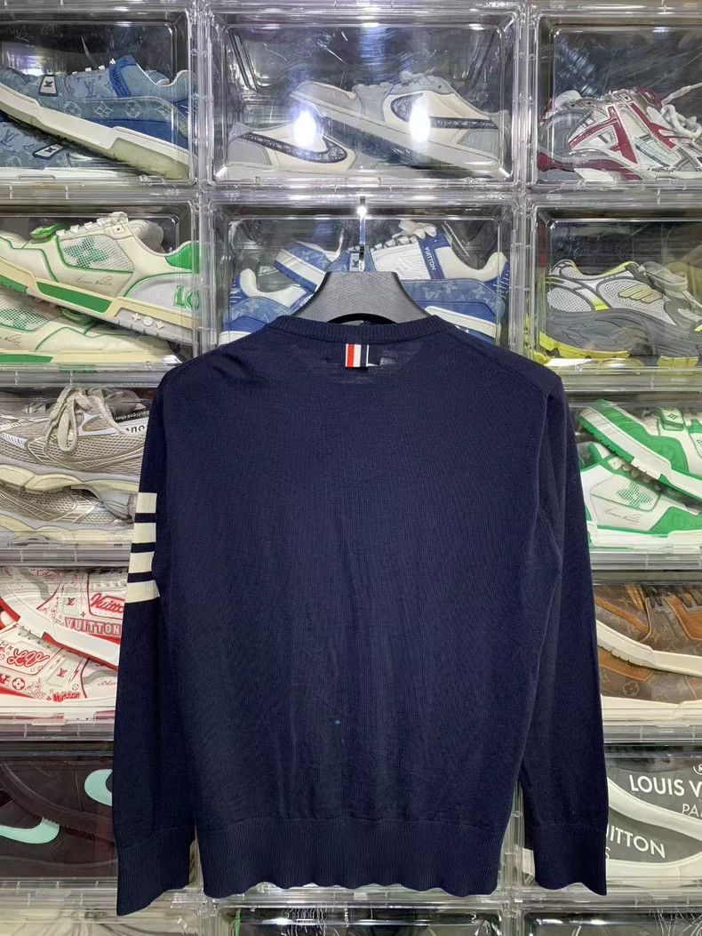 Thom Browne TB Navy Four-Stripe Wool Knit Sweater Size US M / EU 48-50 / 2 - 2 Thumbnail
