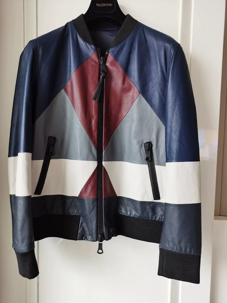 Valentino Valentino Lambskin Geometric Leather Jacket Size US L / EU 52-54 / 3 - 2 Thumbnail