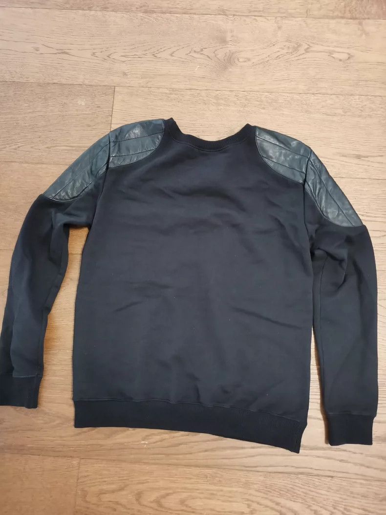 Hedi Slimane Saint Laurent SLP Leather Shoulder Sweatshirt Size US S / EU 44-46 / 1 - 2 Thumbnail