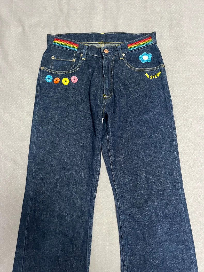 Vintage Vintage Embroidered Wide-Leg Denim Pants Size 27" / US 4 / IT 40 - 3 Thumbnail