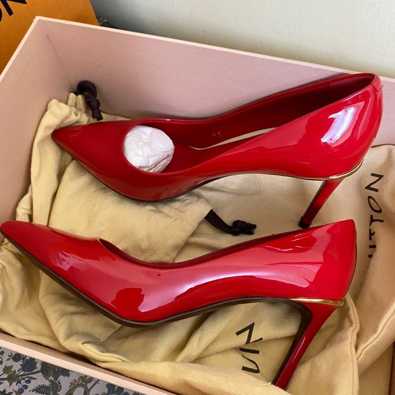 Louis Vuitton Louis Vuitton Red Patent Leather High Heels 0079 Size US 6 / IT 36 - 8 Thumbnail