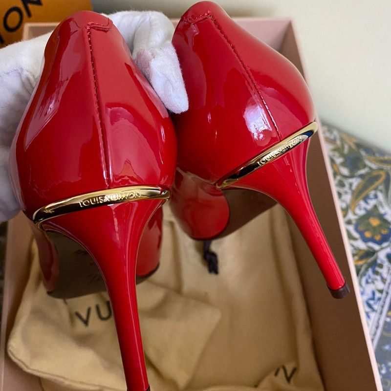 Louis Vuitton Louis Vuitton Red Patent Leather High Heels 0079 Size US 6 / IT 36 - 6 Thumbnail
