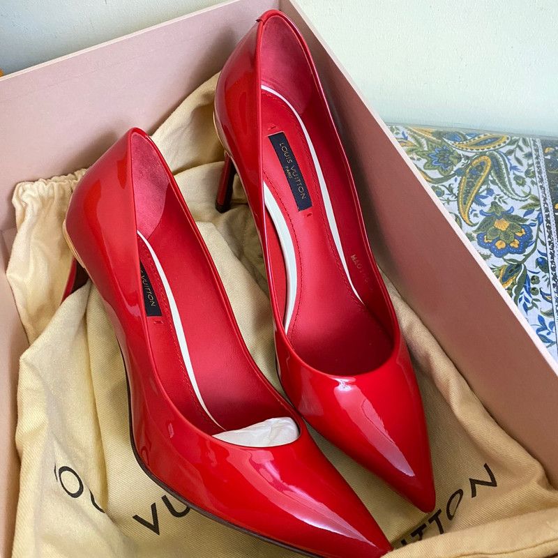 Louis Vuitton Louis Vuitton Red Patent Leather High Heels 0079 Size US 6 / IT 36 - 2 Thumbnail