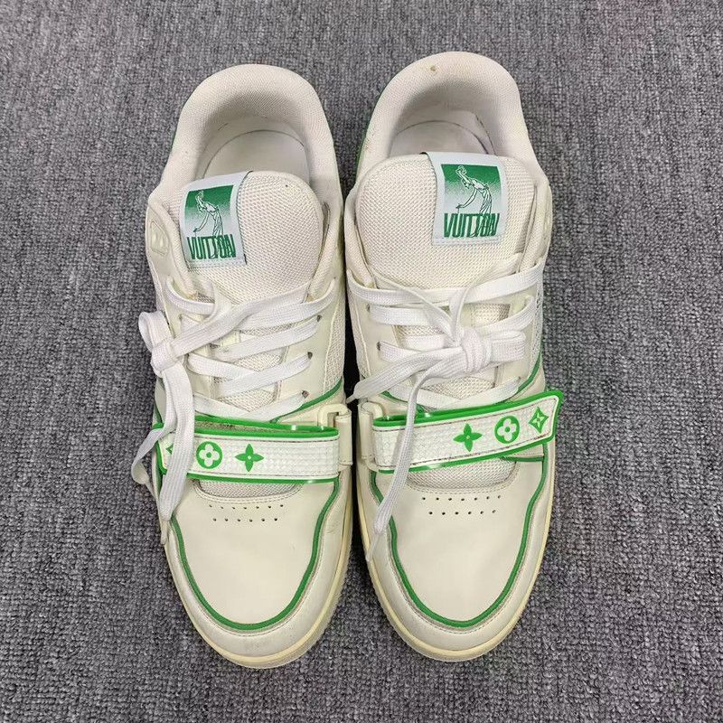 Louis Vuitton Louis Vuitton Classic Low-Top Trainer in White Green 0079 Size US 8 / IT 38 - 2 Thumbnail