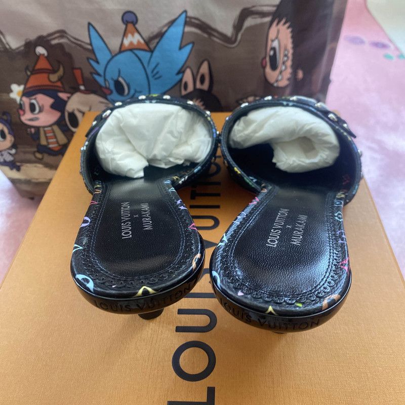 Louis Vuitton Takashi Murakami x Louis Vuitton Black Sandals 0079 Size US 6 / IT 36 - 3 Thumbnail