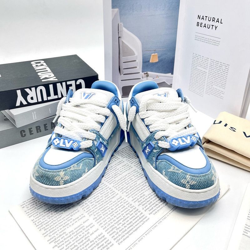 Louis Vuitton Louis Vuitton Trainer Maxi Denim Low-Top Sneakers 0079 Size US 8 / IT 38 - 6 Thumbnail