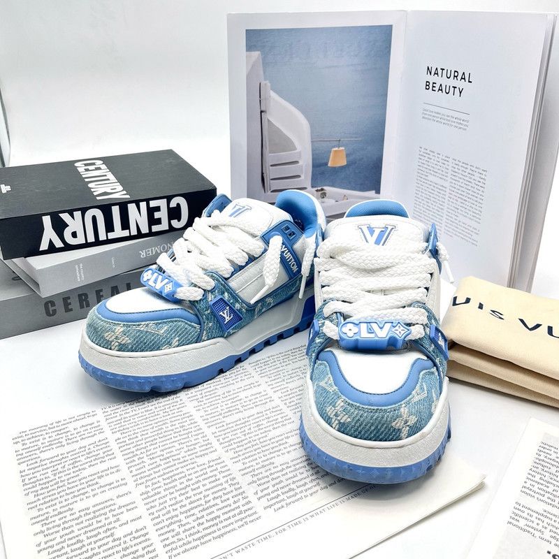 Louis Vuitton Louis Vuitton Trainer Maxi Denim Low-Top Sneakers 0079 Size US 8 / IT 38 - 7 Thumbnail