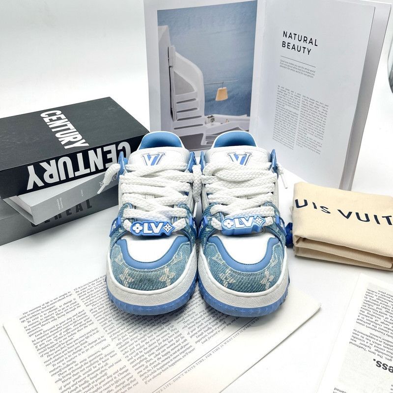 Louis Vuitton Louis Vuitton Trainer Maxi Denim Low-Top Sneakers 0079 Size US 8 / IT 38 - 2 Thumbnail
