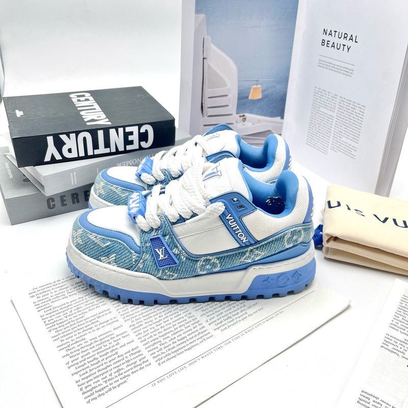 Louis Vuitton Louis Vuitton Trainer Maxi Denim Low-Top Sneakers 0079 Size US 8 / IT 38 - 3 Thumbnail
