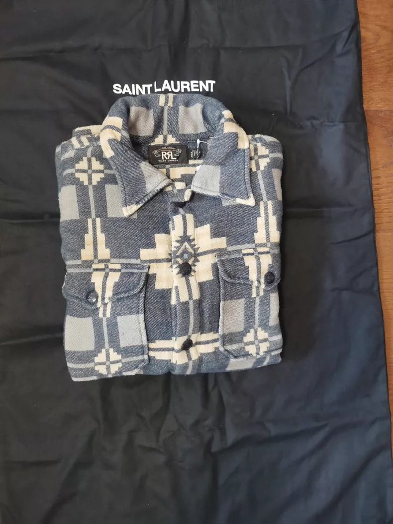 RRL Ralph Lauren Double RL Vintage Indigo Blanket Shirt Jacket Size US M / EU 48-50 / 2 - 2 Thumbnail