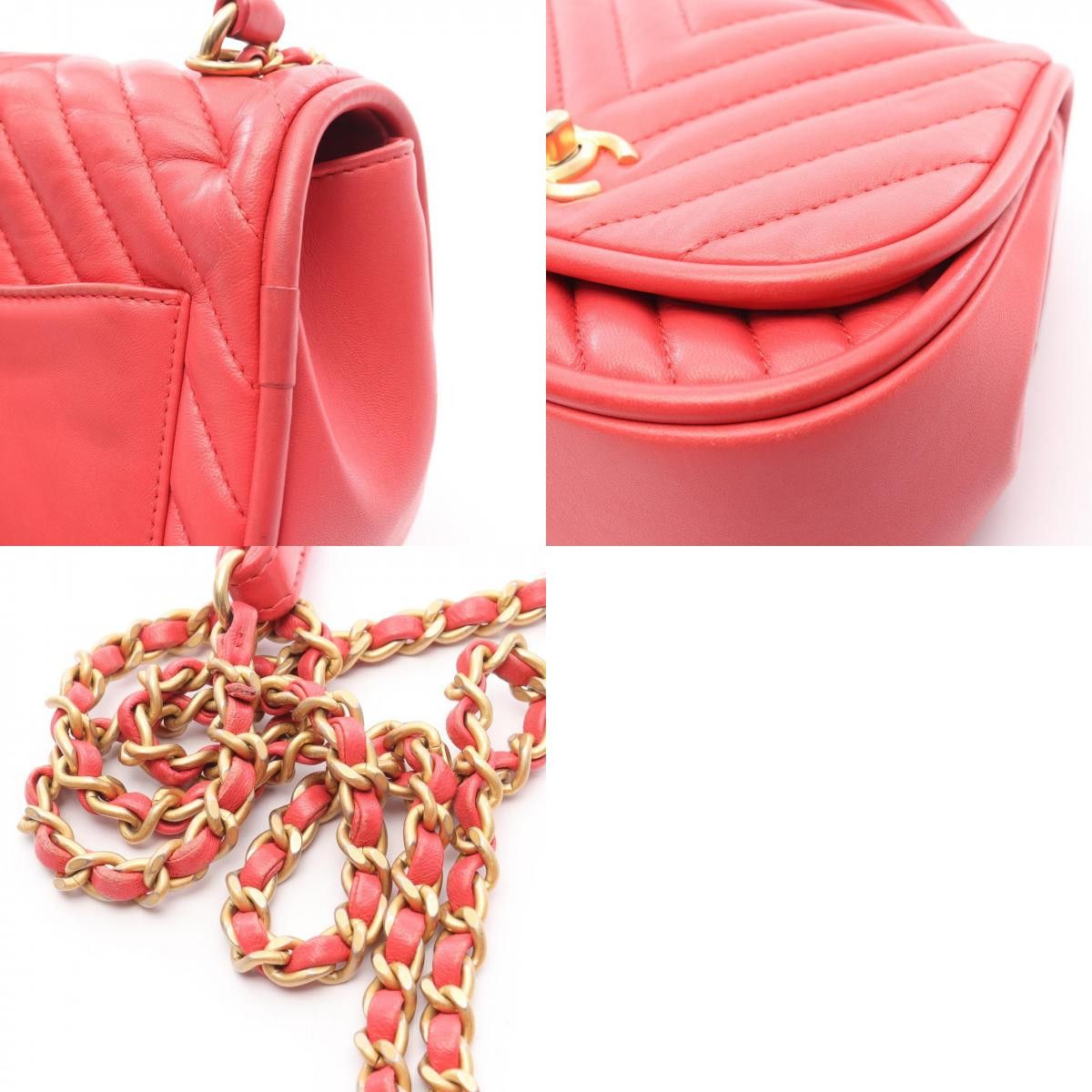 Chanel Chanel Chanel Chevron V Stitch Lambskin Shoulder Bag Leather Shoulder Bag Size ONE SIZE - 10 Thumbnail