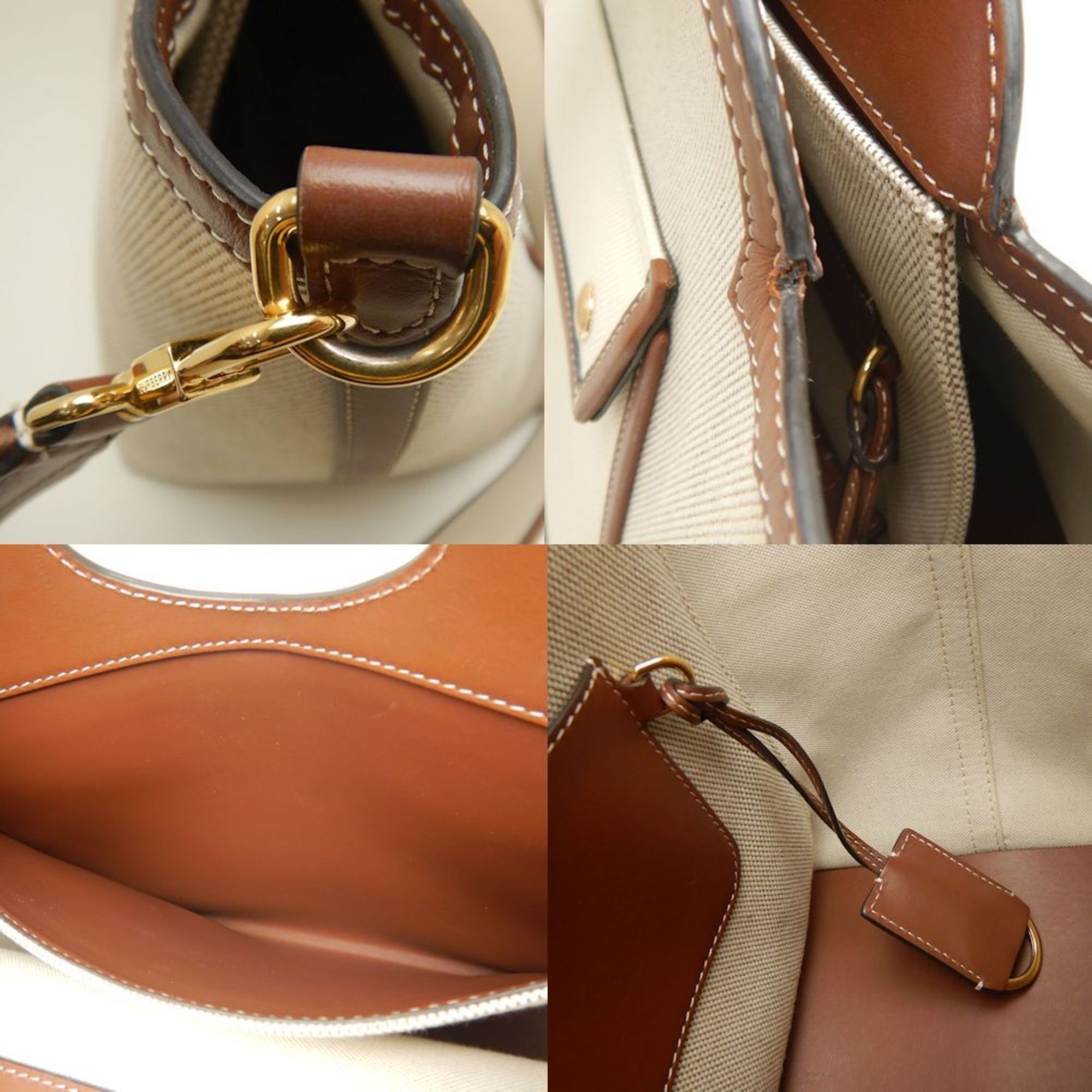 Burberry BURBERRY Small Soft Pocket Tote Bag 8041803 Canvas and Leather Natural Tan 252966 Size ONE SIZE - 8 Thumbnail