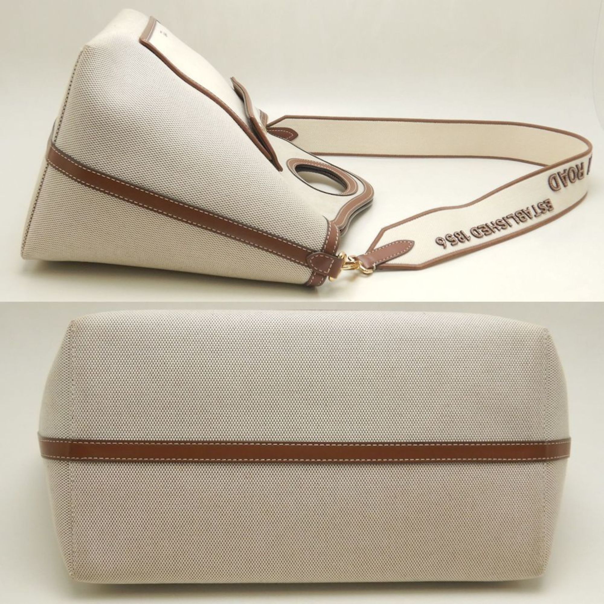 Burberry BURBERRY Small Soft Pocket Tote Bag 8041803 Canvas and Leather Natural Tan 252966 Size ONE SIZE - 4 Thumbnail