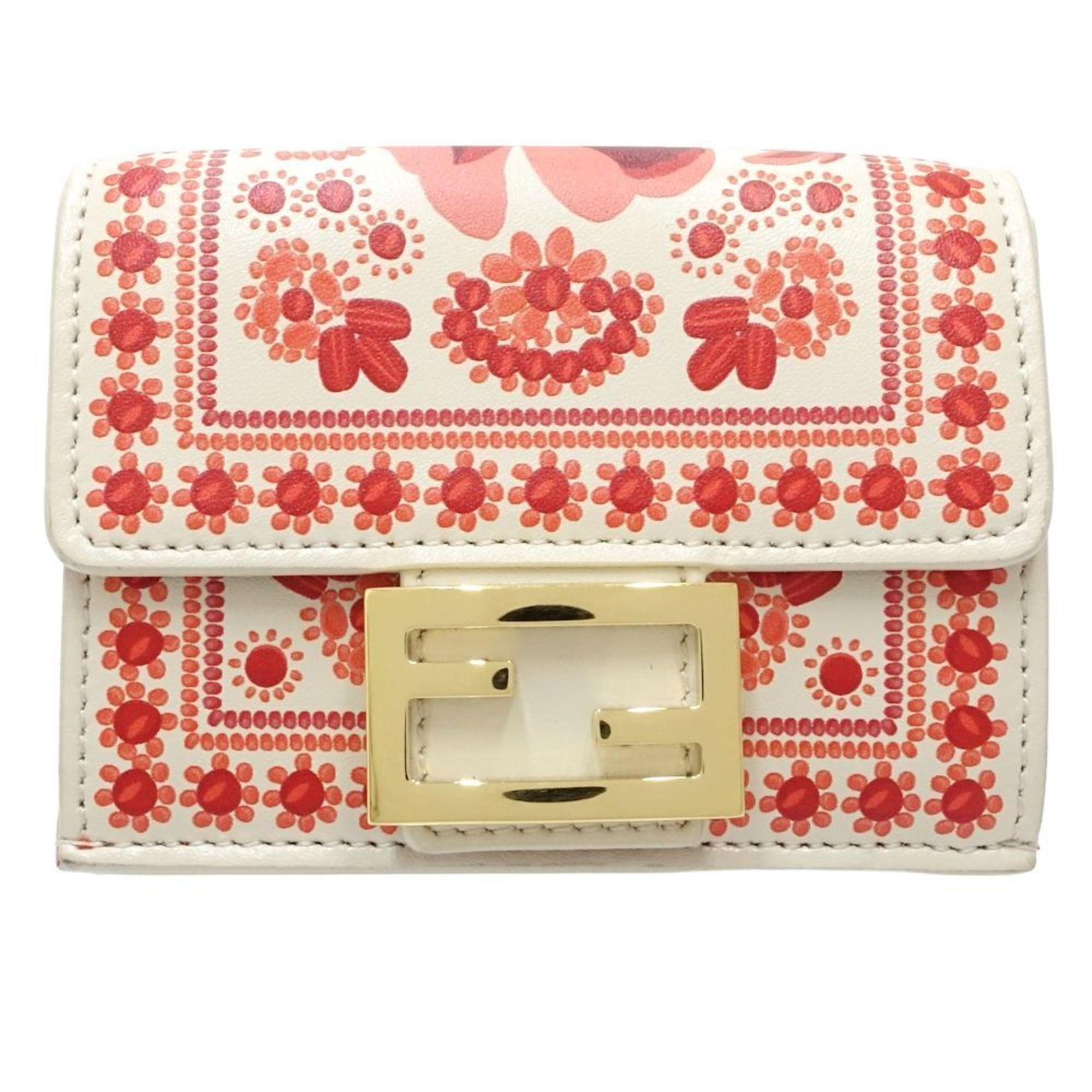 Fendi FENDI Baguette Micro Compact Wallet, Tri-fold 8M0395AV1HF1SXV, Leather, Ivory Red, 181558 Size ONE SIZE - 10 Thumbnail