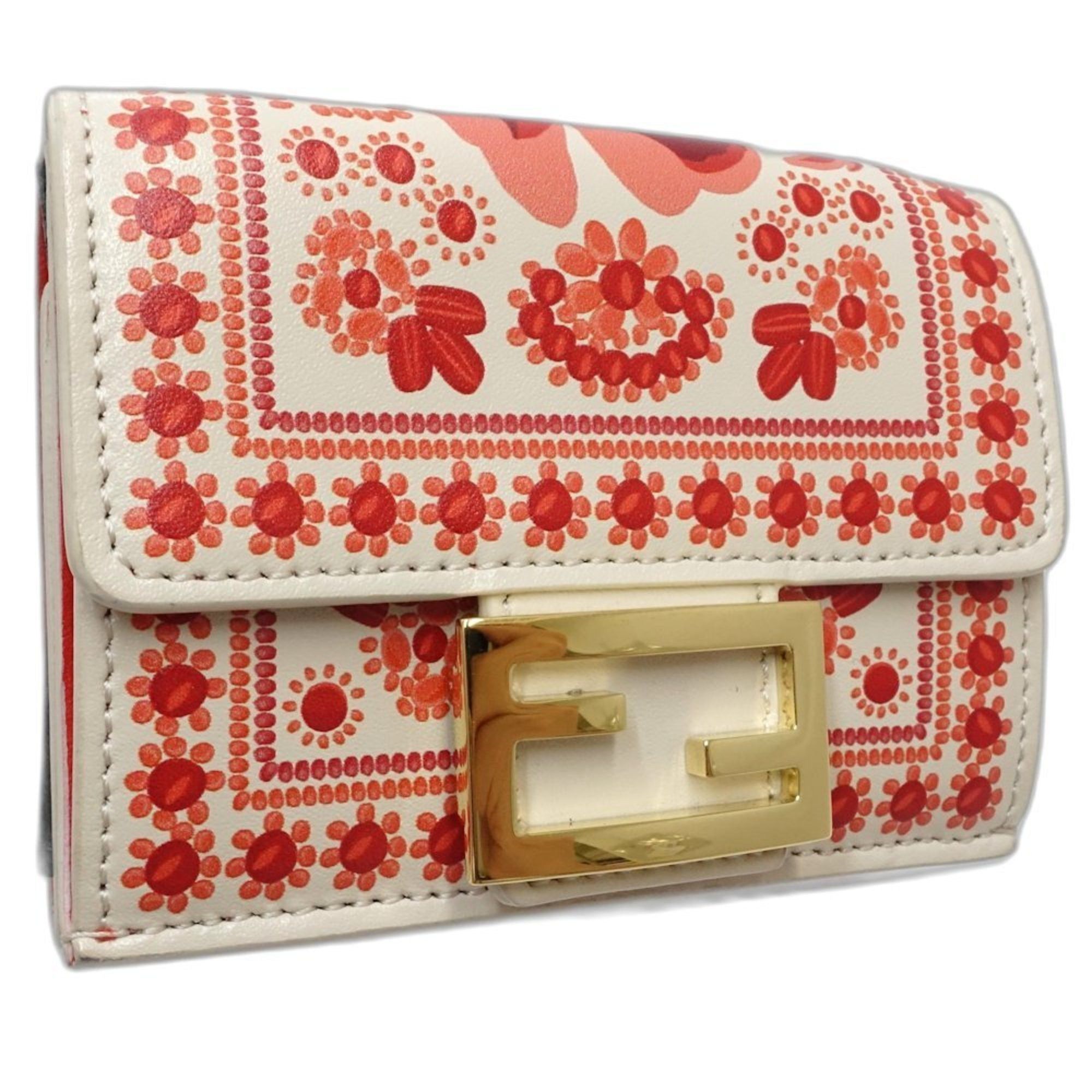Fendi FENDI Baguette Micro Compact Wallet, Tri-fold 8M0395AV1HF1SXV, Leather, Ivory Red, 181558 Size ONE SIZE - 2 Thumbnail