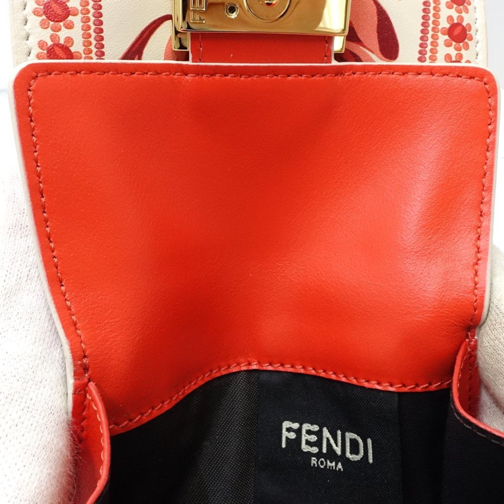 Fendi FENDI Baguette Micro Compact Wallet, Tri-fold 8M0395AV1HF1SXV, Leather, Ivory Red, 181558 Size ONE SIZE - 8 Thumbnail