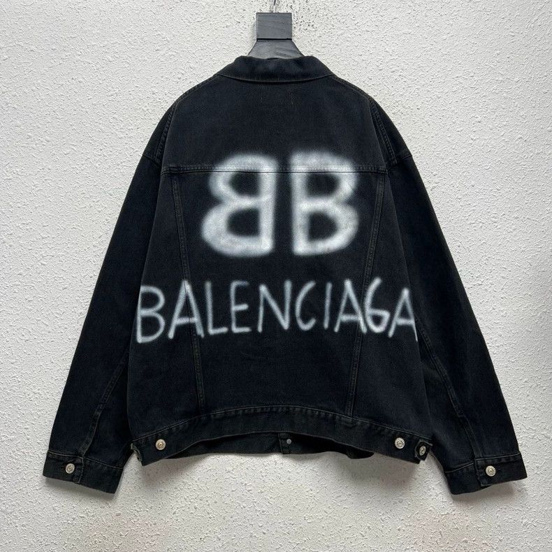 Balenciaga Balenciaga Black Denim Jacket with Logo Size US S / EU 44-46 / 1 - 2 Thumbnail