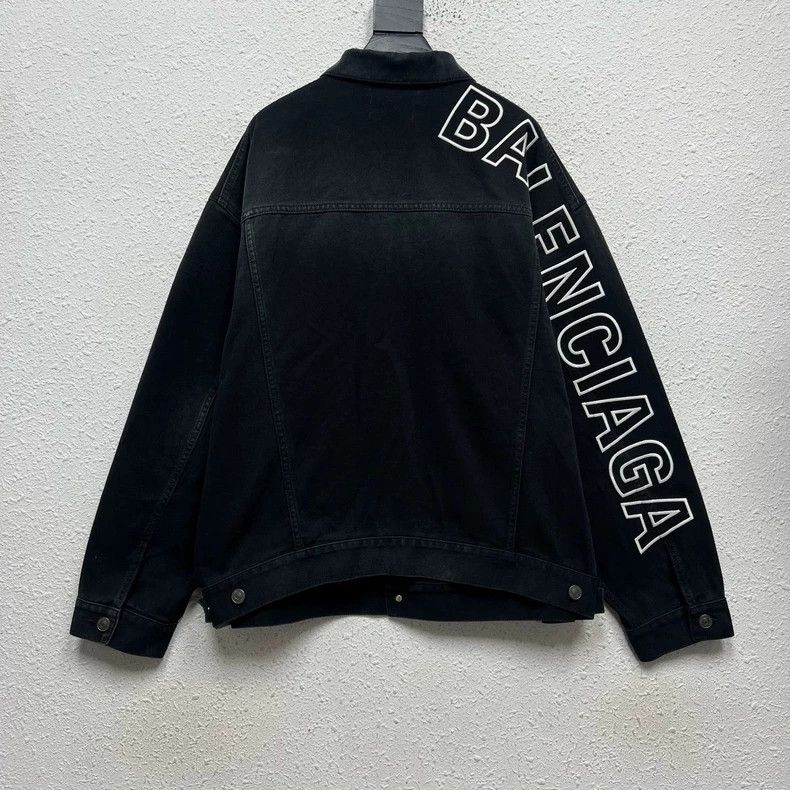 Balenciaga Balenciaga Black Gray Denim Jacket Size US XL / EU 56 / 4 - 2 Thumbnail