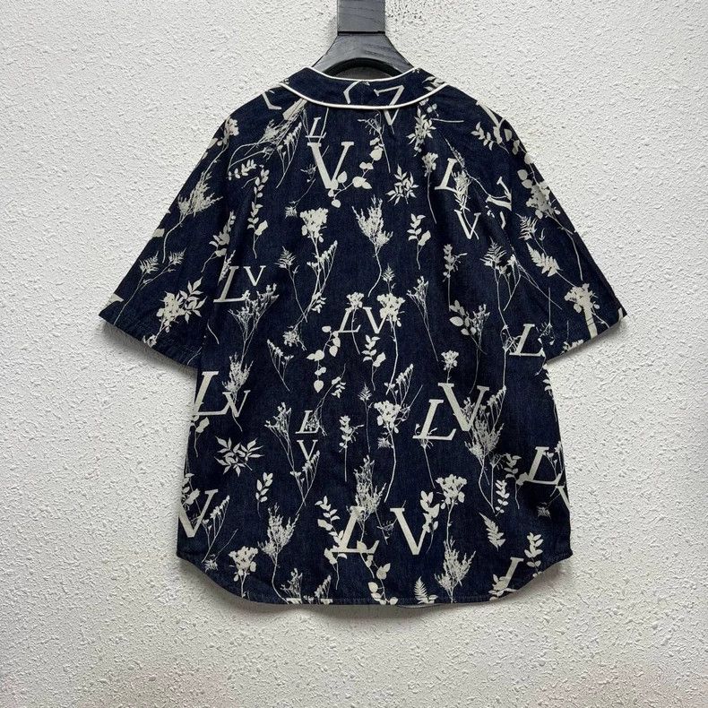 Louis Vuitton Louis Vuitton Wheat Ear All-over Print Logo Short-sleeve Denim Shirt Size US M / EU 48-50 / 2 - 2 Thumbnail