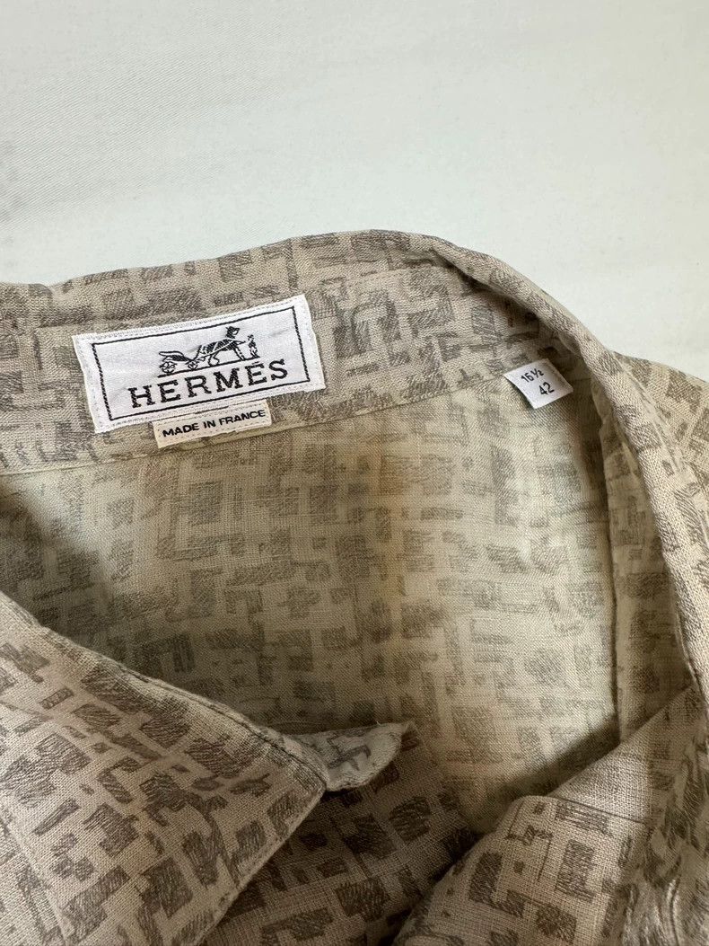 Hermes Hermes 100% Linen Long Sleeve Shirt Size US L / EU 52-54 / 3 - 7 Thumbnail