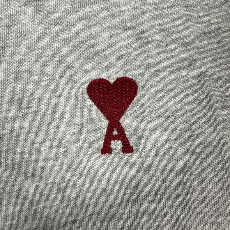 AMI AMI PARIS Gray Red Heart Embroidered T-shirt Size US XL / EU 56 / 4 - 4 Thumbnail