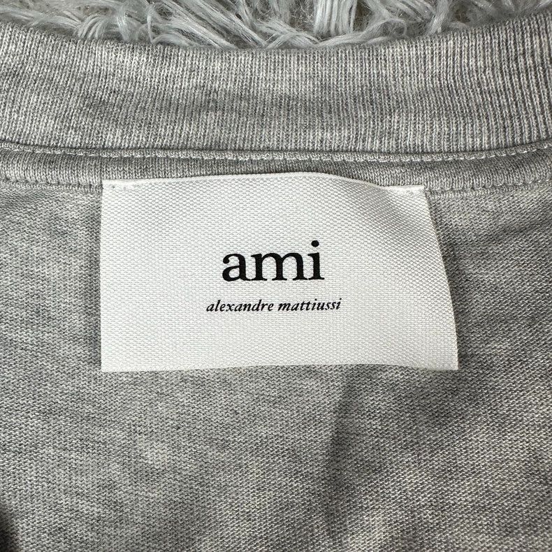AMI AMI PARIS Gray Red Heart Embroidered T-shirt Size US XL / EU 56 / 4 - 3 Thumbnail