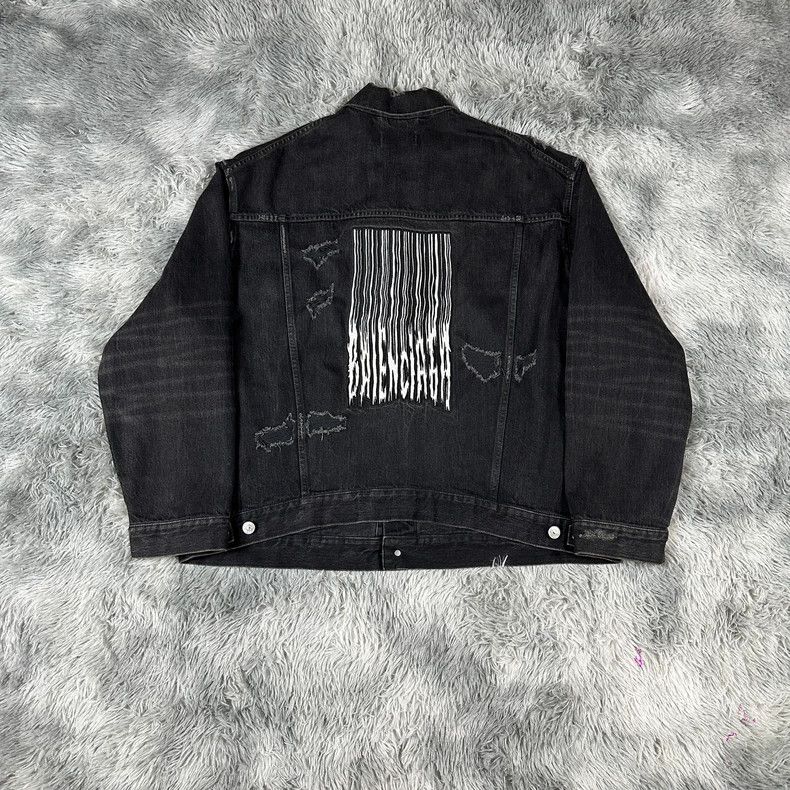 Balenciaga Balenciaga Black Embroidered Denim Jacket Size US M / EU 48-50 / 2 - 2 Thumbnail