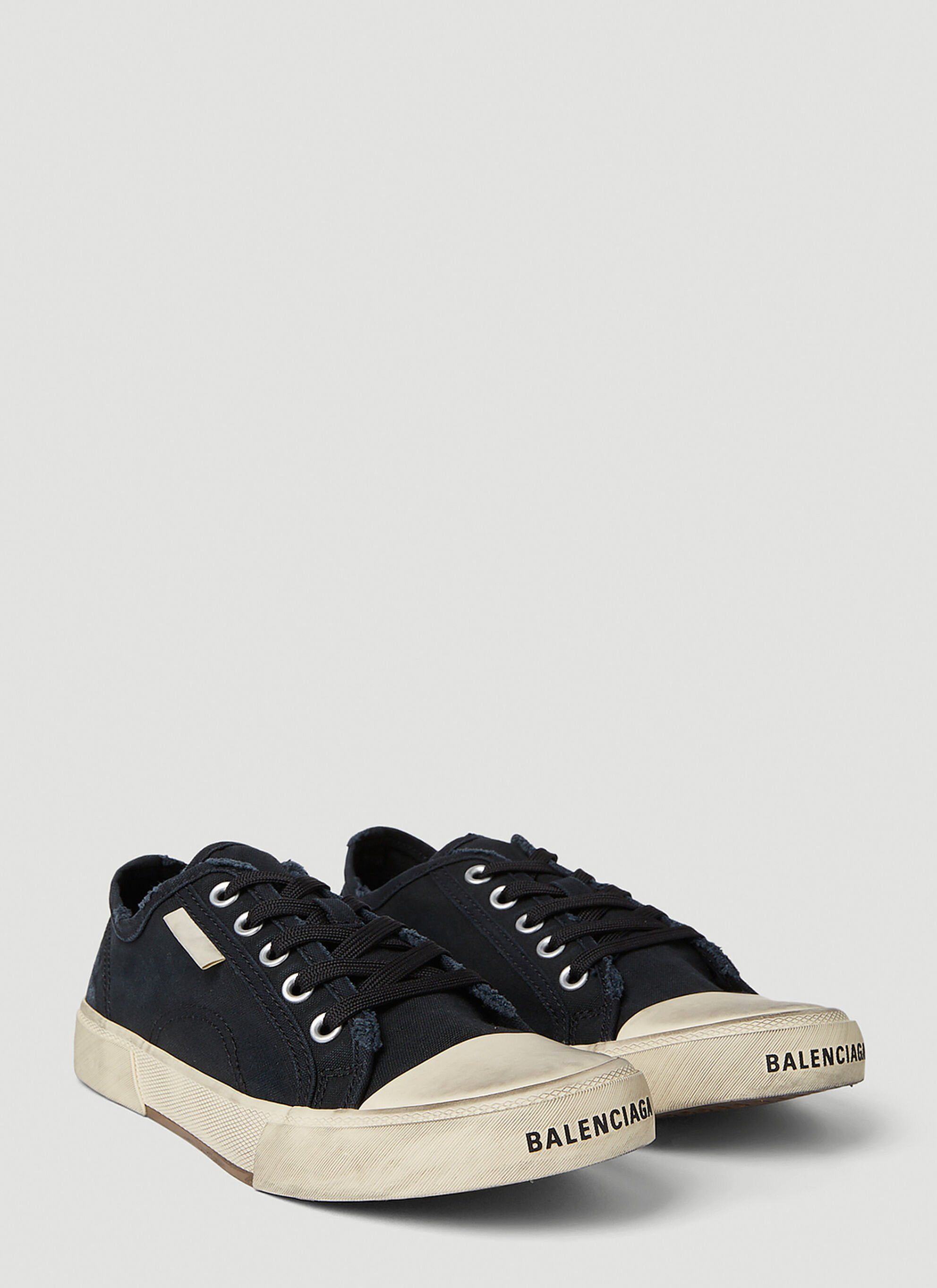 Balenciaga Paris Low Top Distressed Black Sneakers Size US 12 / EU 45 - 2 Thumbnail