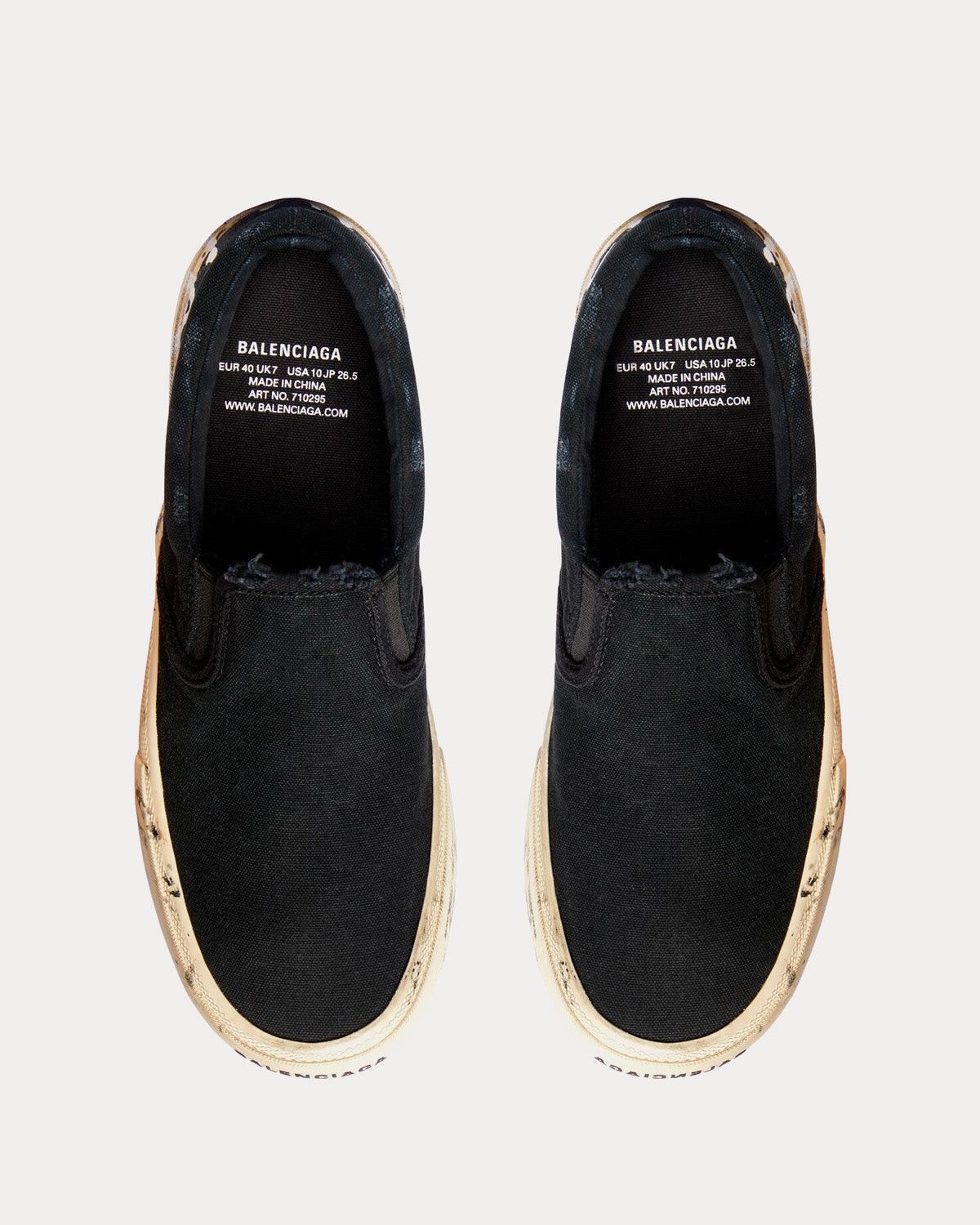 Balenciaga Paris Destroyed Cotton Graffiti Slip On Sneakers Size US 9 / EU 42 - 2 Thumbnail