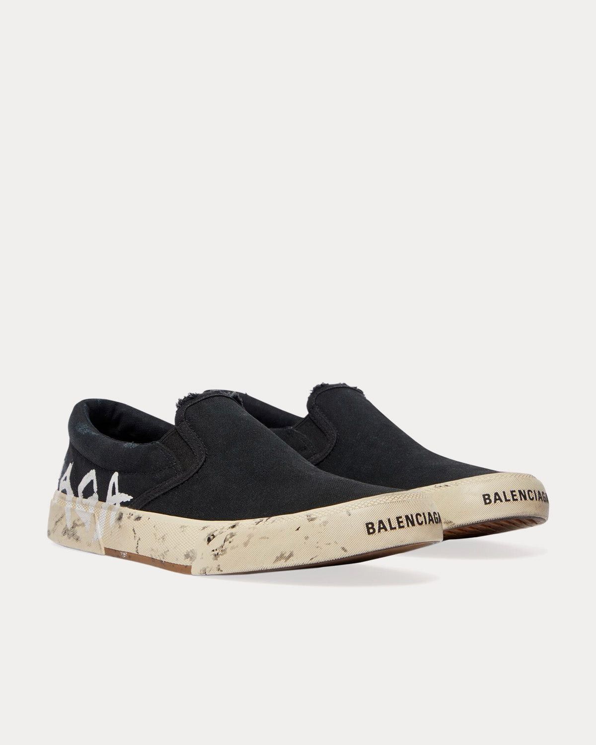 Balenciaga Paris Destroyed Cotton Graffiti Slip On Sneakers Size US 15 / EU 48 - 3 Thumbnail