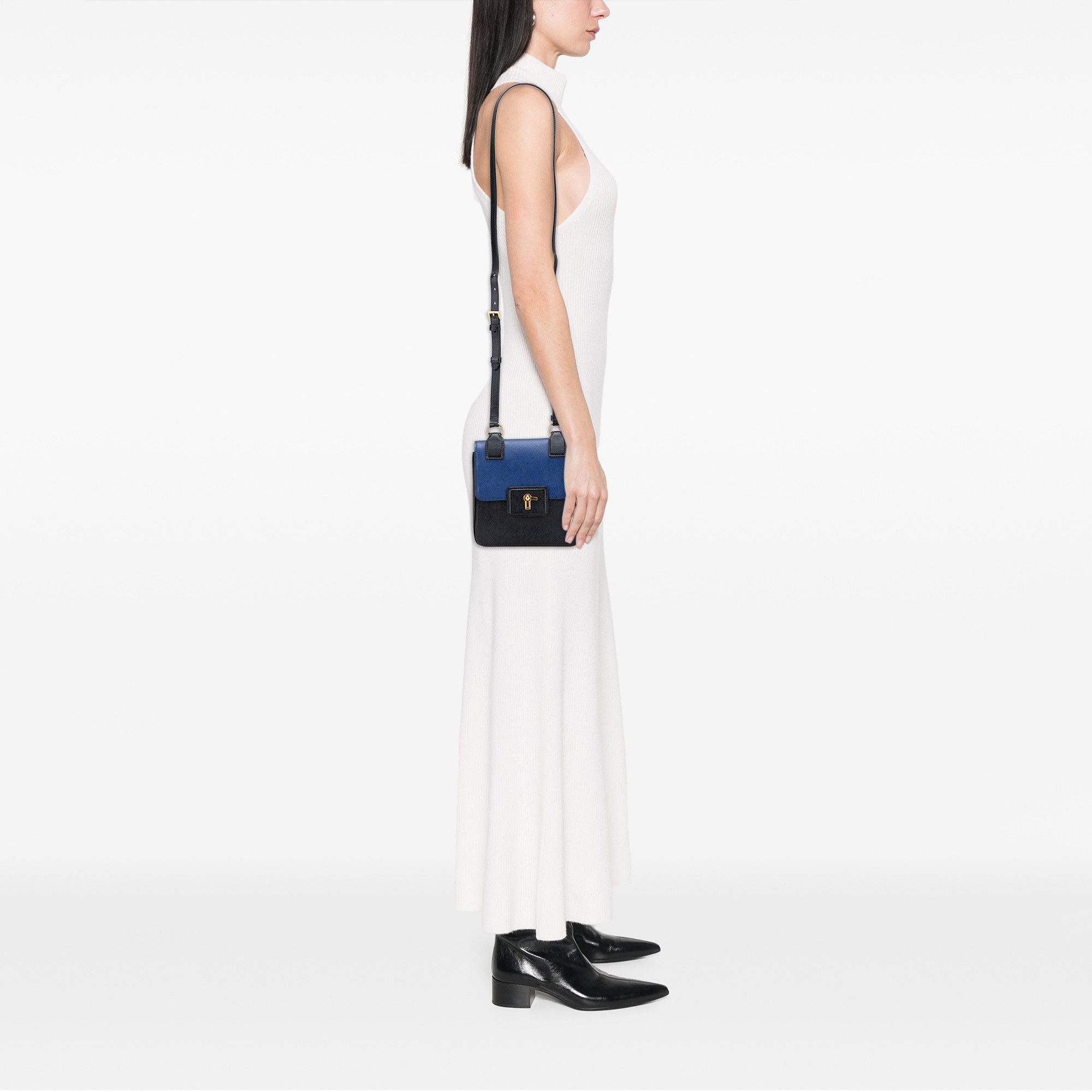 Prada Prada Bicolor Saffiano Cuir Flap Crossbody Size ONE SIZE - 10 Thumbnail